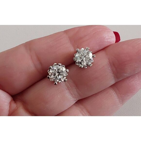 CERTIFIED Genuine Moissanite Diamond 4 Ct. Heart Prong Stud Earrings~18K/.925SS - Picture 5 of 11